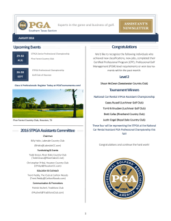2016 STPGA Assistants Committee Upcoming Events Congratulations