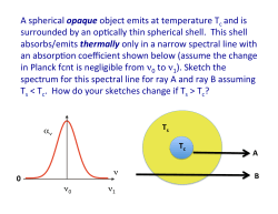 A spherical opaque object emits at temperature T and is surrounded