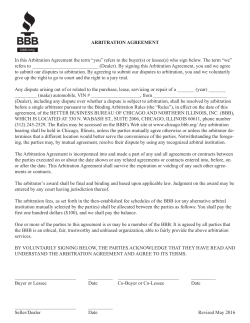 ARBITRATION AGREEMENT In this Arbitration Agreement the term