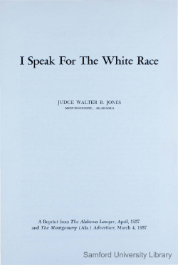 I Speak For The White Race - Samford University Library