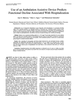 Use of an Ambulation Assistive Device Predicts Functional Decline