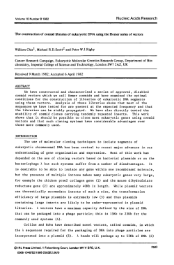 The construction of cosmid libraries of eukaryotic DNA using the