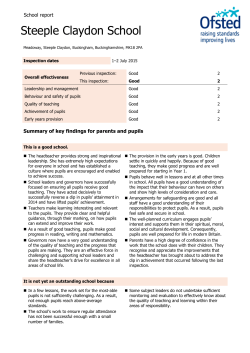Ofsted reports - Steeple Claydon School