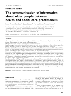 The communication of information about older people between