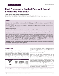 Hand Preference in Cerebral Palsy with Special Reference to