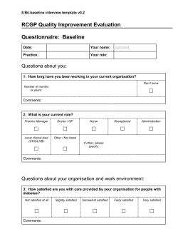 RCGP Quality Improvement Evaluation Questionnaire: Baseline