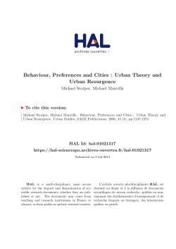 Behaviour, Preferences and Cities : Urban Theory and - Hal-SHS