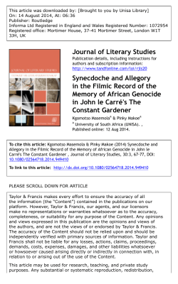 Synecdoche and Allegory in the Filmic Record of the Memory of