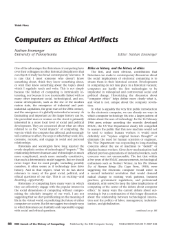 Computers as Ethical Artifacts - Indiana University Computer