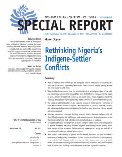 Rethinking Nigeria`s Indigene-Settler Conflicts