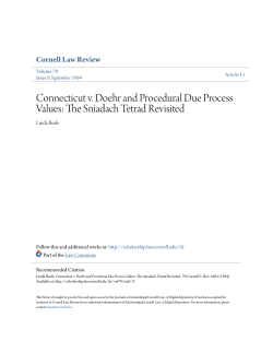 Connecticut v. Doehr and Procedural Due Process Values: The