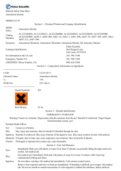 Material Safety Data Sheet Ammonium chloride MSDS# 01170