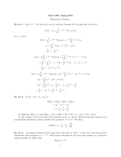 Math 180C, Spring 2016 Homework 1 Solutions Ex. 6.1.1. P0(t) = e&minus;t