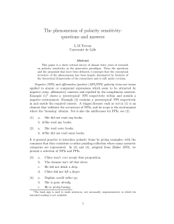 The phenomenon of polarity sensitivity