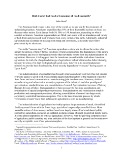 High Cost of Bad Food or Economics of Food Insecurity