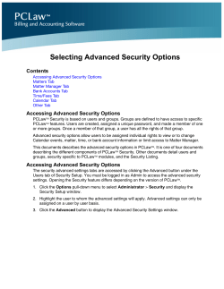 Selecting Advanced Security Options