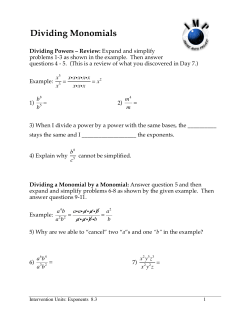 Dividing Monomials