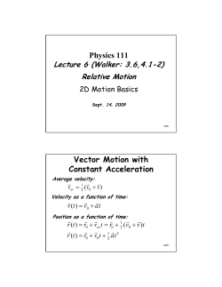 Physics 111 Vector Motion with Constant Acceleration