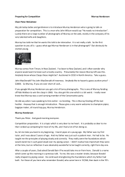 Preparing for Competition Murray Henderson Chair Peter McCalister