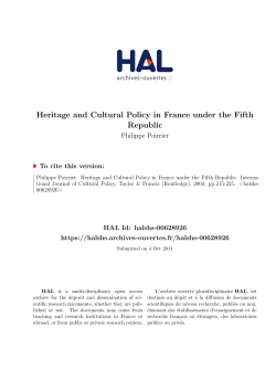 Heritage and Cultural Policy in France under the Fifth Republic