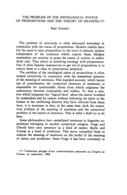 THE PROBLEM OF THE ONTOLOGICAL STATUS OF