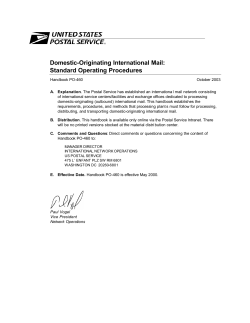 Handbook PO-460 - Domestic-Originating International Mail