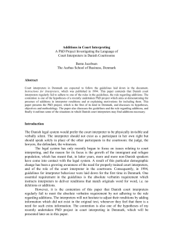 Additions in Court Interpreting A PhD Project Investigating the