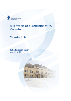 Migration and Settlement: 6. Canada