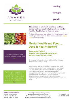 Mental Health and Food &hellip; Does it Really Matter?