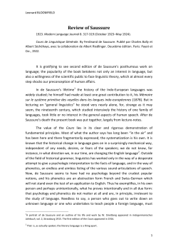 Review of Saussure