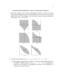 1 Economics 9451 Problem Set 5 &ndash; Due in Class Tuesday, October