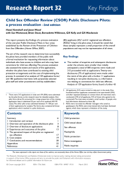 Child Sex Offender Review (CSOR) Public Disclosure Pilots: a