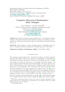 Euler Triangles - International Journal of Computer Discovered