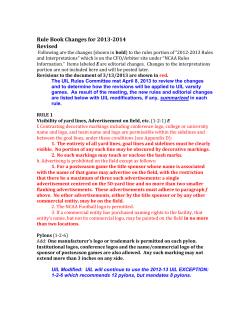 Rule Book Changes for 2013 2014