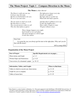 The Moon Project: Topic 1 &ndash; Compass Direction to the Moon