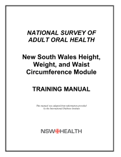 Training manual for the NSW height, weight and waist