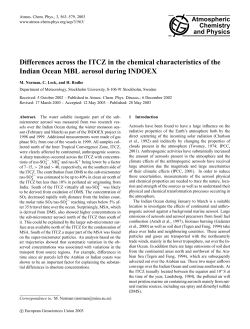 Differences across the ITCZ in the chemical characteristics of the