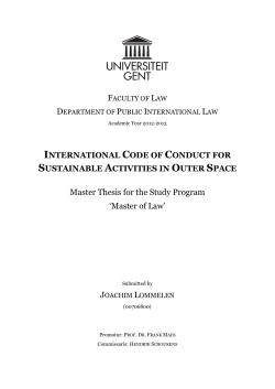 International Code of Conduct for Sustainable Activities in Outer Space