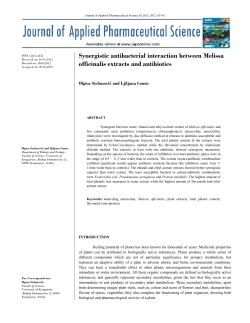 Synergistic antibacterial interaction between Melissa officinalis