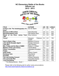 NC Elementary Battle of the Books Official List 2012