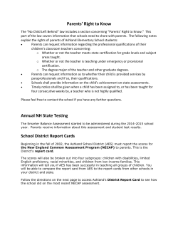 Parents Right To Know - Ashland Elementary School