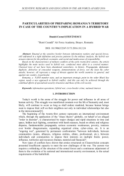 particularities of preparing romania`s territory in case of the