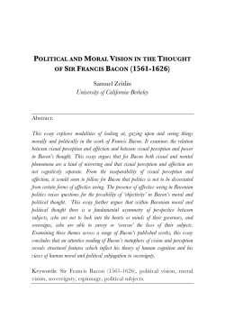 Political and Moral Vision in the Thought of Sir Francis Bacon (1561