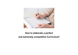 How to elaborate a perfect and extremely competitive Curriculum!