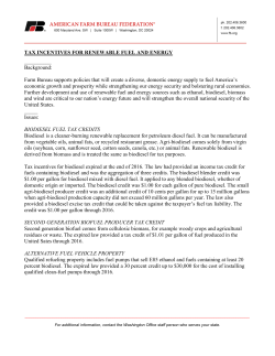 TAX INCENTIVES FOR RENEWABLE FUEL AND ENERGY ______