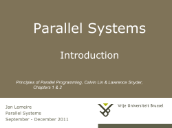 Parallel Systems Introduction - VUB Parallel Computing Laboratory