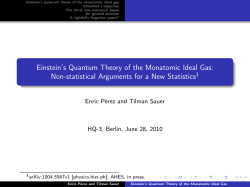 Einstein`s Quantum Theory of the Monatomic Ideal Gas: Non