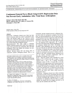 Continuous Femoral Nerve Block Using 0.125% Bupivacaine Does