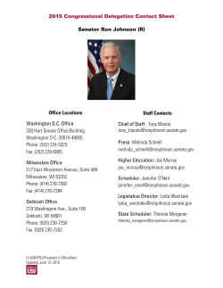 2015 Congressional Delegation Contact Sheet Senator Ron Johnson