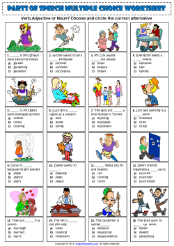 PARTs of speech multIple choIce worksheet